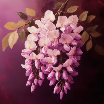 Hanging clusters of pink and lilac blossom