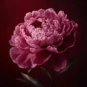 A full, deep pink peony