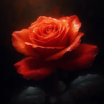 An orange-red rose in bloom