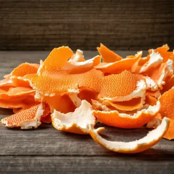 Strips of orange peel showing the white pith