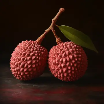 Two lychees on a stem
