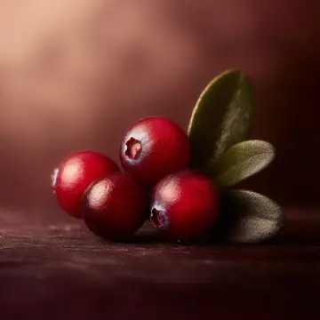 A few cranberries with leaves