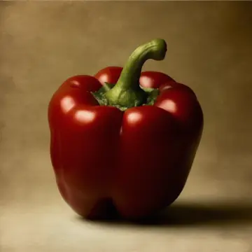 A glossy red bell pepper