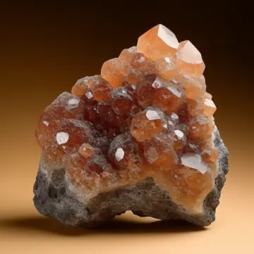 A cluster of amber crystals on rock