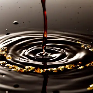 Dark oil pouring into a glossy pool