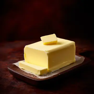 A block of butter on a dish