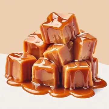 Cubes of butterscotch glazed with caramel sauce