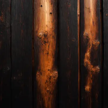 Dark, charred wooden planks