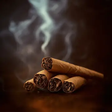 Rolled cigars with rising smoke